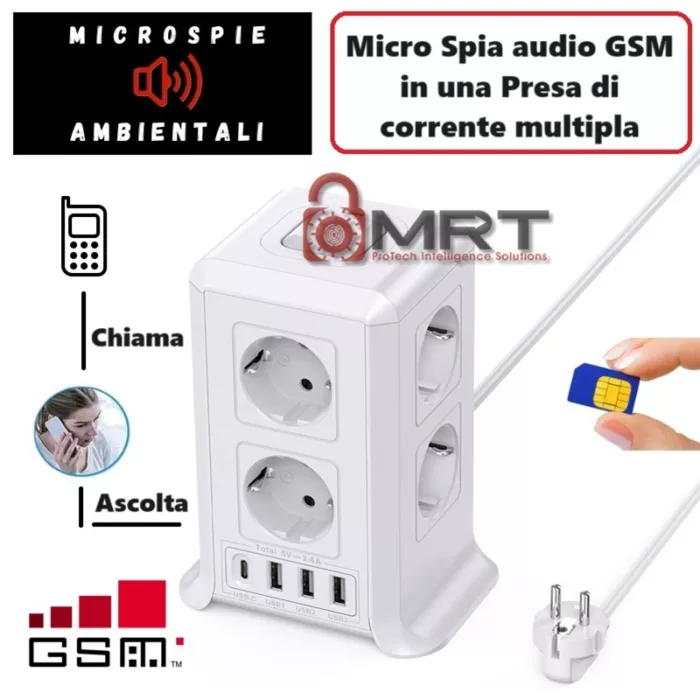 microspia gsm in presa di corrente multipla