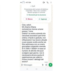 task scam nuova truffa WhatsApp