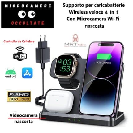 CARICABATTERIA WIRELESS CON CAM WIFI