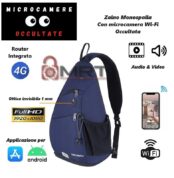 Zaino Monospalla con Microcamera Integrata WiFi Full HD 4G a Batteria blu