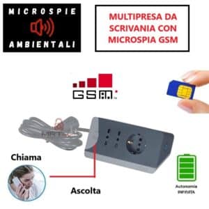 CIABATTA MULTIPRESA DA SCRIVANIA CON MICROSPIA AUDIO GSM SPIA SPY ASCOLTO IN DIRETTA