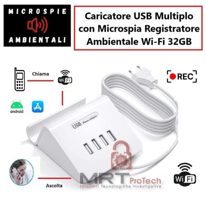 Caricatore USB da tavolo microspia audio WIFI