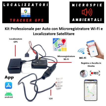 KIT PROFESSIONALE DA AUTO MICROSPIA WIFI E GPS