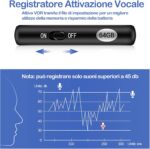 Micro registratore Vocale 64GB Fino a 750 Ore di Registrazione microspia