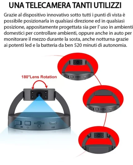 Telecamera spia infrarossi dashcam microcamera auto atti vandalici autovettura