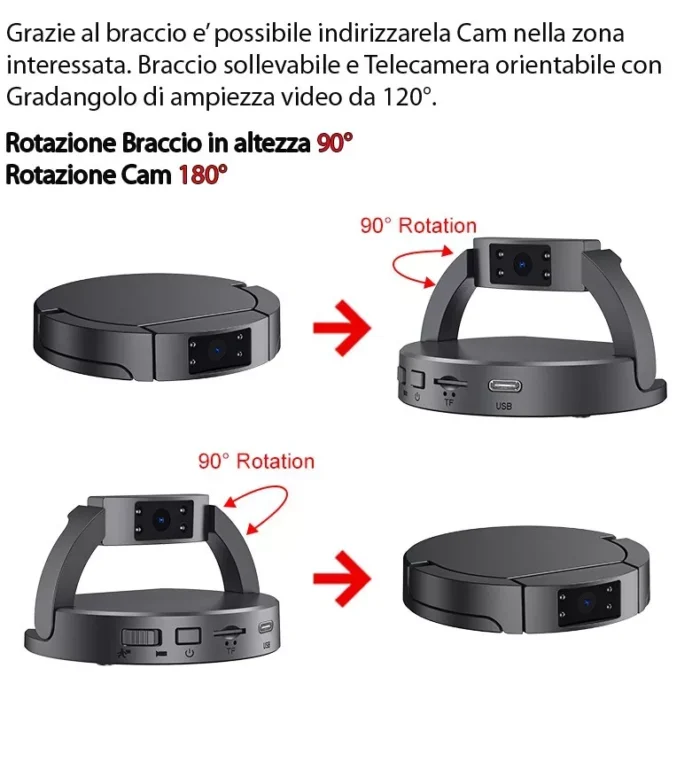 Telecamera spia infrarossi dashcam microcamera auto atti vandalici wifi